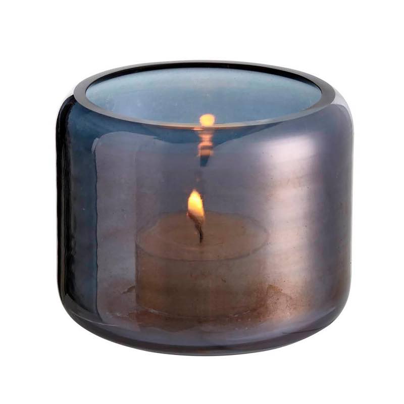 Hubbard Glass Tealight Holders - Gray Luster